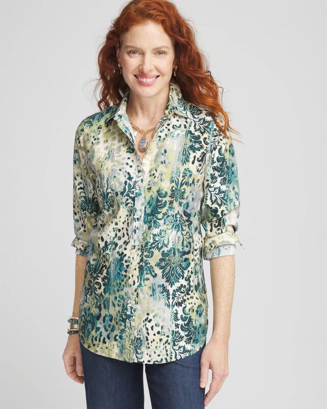 No Iron Mixed Animal Print Shirt